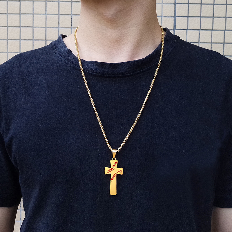 Baseball Cross Necklace Men Pendant Pendant Hip Hop jewelry Rap Style Pendant Party Favor 3 Colors
