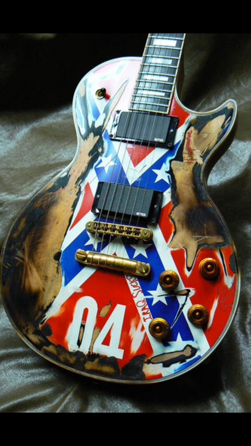 Custom Shop ZAKK WYLDE 04 REBEL FLAG Heavy Relic Fire Burn Electric Guitar Copy EMG Pickups, Ebony Fingerboard, Gold Hardware
Custom Shop ZAKK WYLDE 04 REBEL FLAG Heavy Relic Fire Burn Electric Guitar Copy EMG Pickups, Ebony Fingerboard, Gold Hardware
