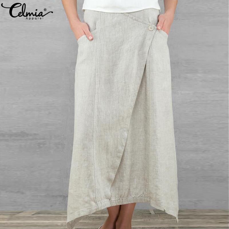 Celmia 2020 Women Long Linen Skirts Summer Skirt Pockets Casual Loose Asymmetril Saias Faldas Femme Vintage Maxi Skirt Plus Size, Khaki
Celmia 2020 Women Long Linen Skirts Summer Skirt Pockets Casual Loose Asymmetril Saias Faldas Femme Vintage Maxi Skirt Plus Size, Khaki