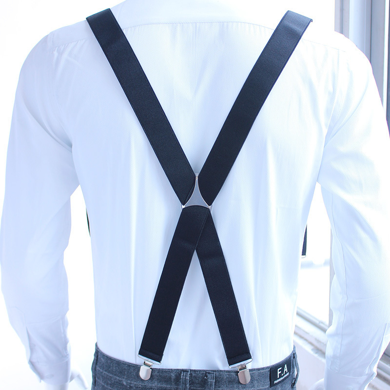 3.5cm Width Adult Men's Harness 4 Clip X-type Gentleman Suspenders Elastic Double Shoulder Strap Trousers Clothing Accessories 201028