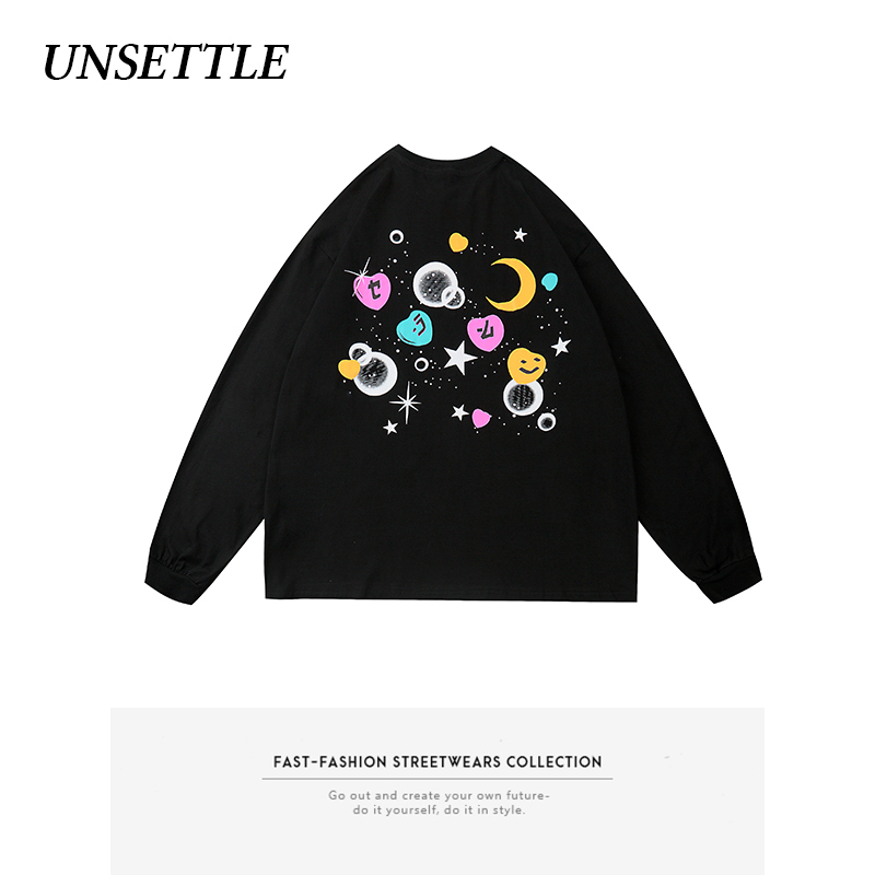 Autumn Oversized t shirt Women Harajuku Graphic Sailor Moon Print Men Long Sleeve Hip Hop Streetwear T-shirts Cotton Tops 201203