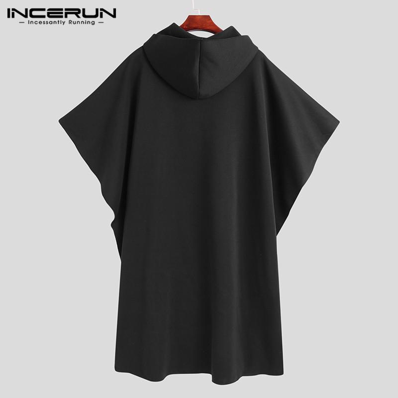 Stylish Men Cloak Coats Hooded Cape Solid Loose 2020 Streetwear Punk Style Windproof Men Long Trench Chic Winter Poncho INCERUN