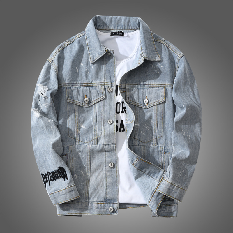 2021 The New Man Baseball Jackets Men Embroidered Jeans Letter Hole Spring Fall Jacket Denim From the Casual Zmo1, Blue
2021 The New Man Baseball Jackets Men Embroidered Jeans Letter Hole Spring Fall Jacket Denim From the Casual Zmo1, Blue