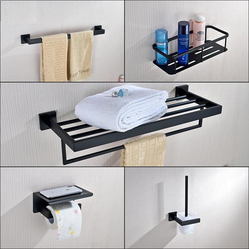 Bathroom Accessory Set 304 Stainless Steel Towel Rack Paper Holder Corner Shelf Toilet Brush Holder Black Matte Bath Hardware1
Bathroom Accessory Set 304 Stainless Steel Towel Rack Paper Holder Corner Shelf Toilet Brush Holder Black Matte Bath Hardware1