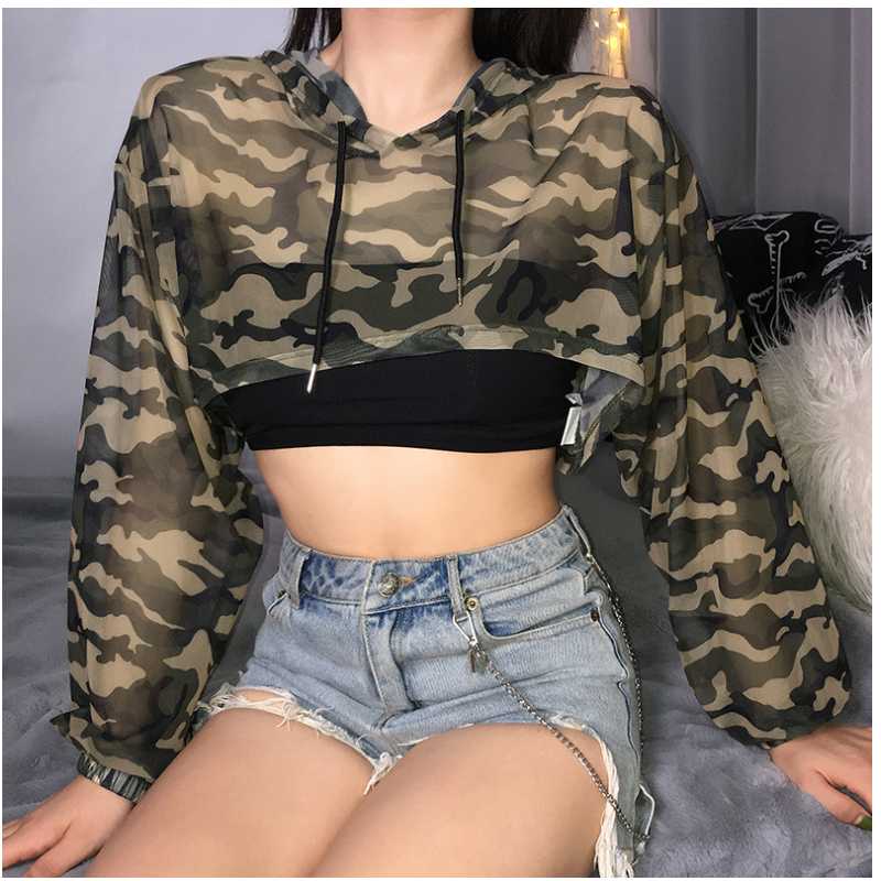 Women' sexy gauze net perspective running sports blouse camouflage hooded yoga sports sweater irregular hem fitness top
Women' sexy gauze net perspective running sports blouse camouflage hooded yoga sports sweater irregular hem fitness top