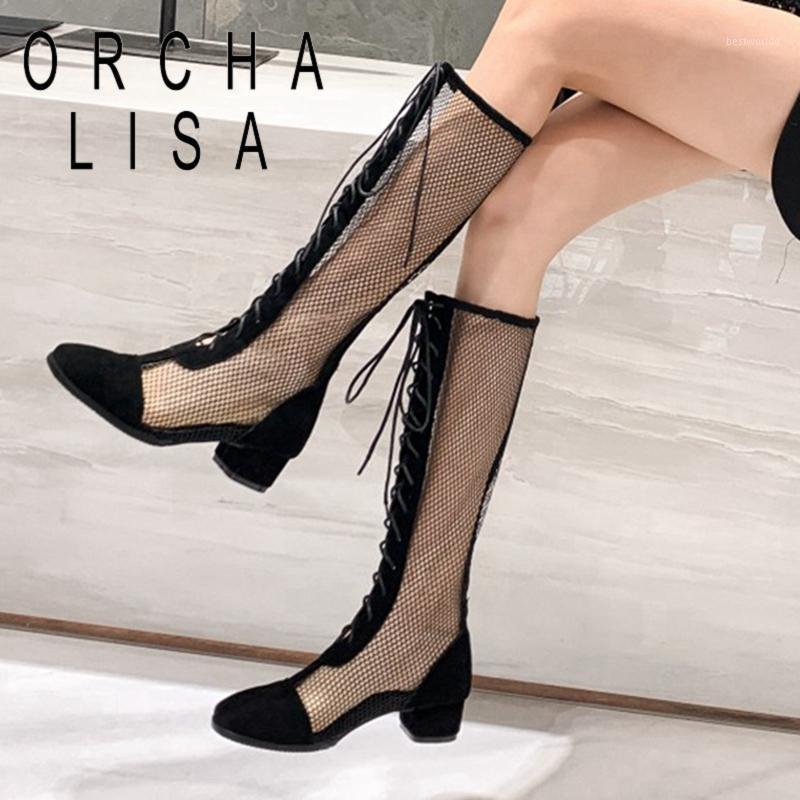 ORCHALISA New Women Knee Boots Summer Round Toe 3.5cm Square Heels Genuine Lether Lace-Up Comfortable Sexy Breathable A33591, Black
ORCHALISA New Women Knee Boots Summer Round Toe 3.5cm Square Heels Genuine Lether Lace-Up Comfortable Sexy Breathable A33591, Black