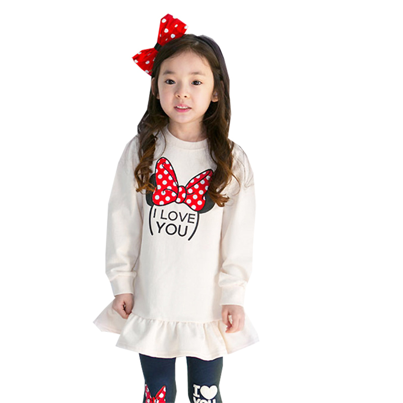 Girls Clothes Cartoon Print Long-sleeved T-shirt Leggings Two-piece Fashion Sportswear 3-8 Y Children Quality Clothing Hot Sale LJ200915