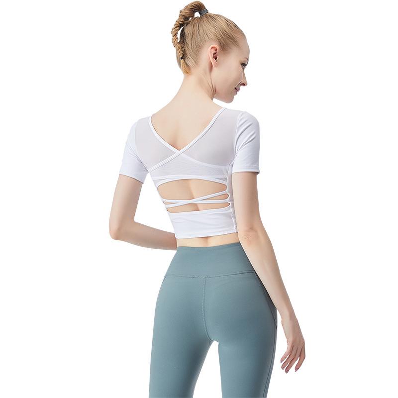Sports Yoga Tops Women' Cross Sexy Solid Color Casual Nylon Short Sleeve Running Workout Gym Clothes Fitness Underwear Female, Black
Sports Yoga Tops Women' Cross Sexy Solid Color Casual Nylon Short Sleeve Running Workout Gym Clothes Fitness Underwear Female, Black