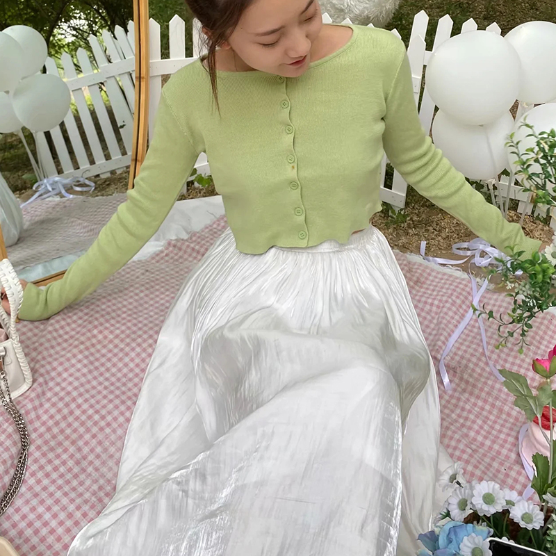 Slim girls short sweater cardigan fashion ladies elegant button bomb knitted coats vintage female soft sweaters women chic 201030wtt