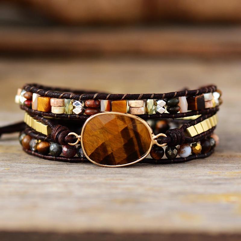 Personalised brown leather bracelet with Tiger Eye for men and women, 3 strand bracelet with mixed stones, jewelry for lovers
Personalised brown leather bracelet with Tiger Eye for men and women, 3 strand bracelet with mixed stones, jewelry for lovers