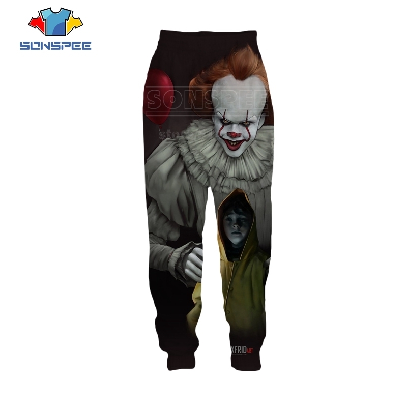 It Chapter Two Pants Men Women 3D Print Horror Movie Pennywise Hip Hop Streetwear Sports Fitness Fashion Elastic Trousers C063 201128