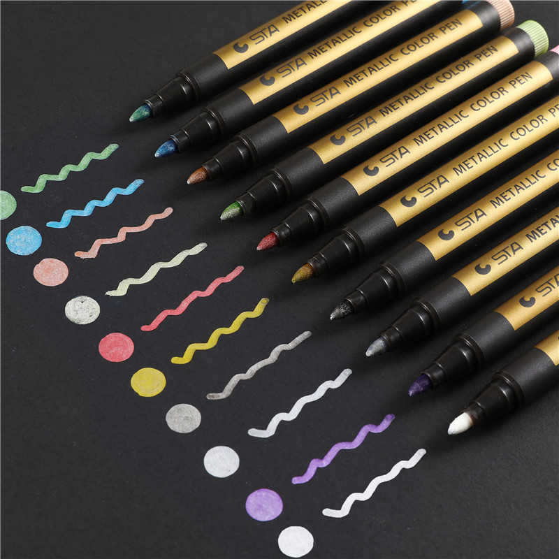 10 colors/lot Metallic Marker Pens brush pen for Rock Painting Medium Point ceramic glass School art supplies markers 04311
10 colors/lot Metallic Marker Pens brush pen for Rock Painting Medium Point ceramic glass School art supplies markers 04311