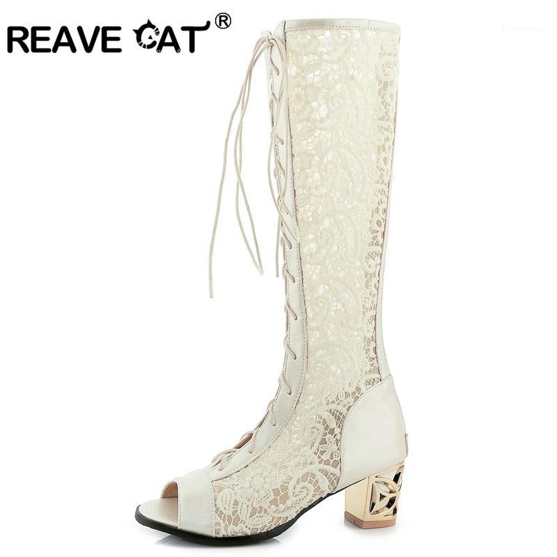 REAVE CAT Ladies summer boots Women knee boots Middle heels Peep toe Net Black Lace Fashion Snow flower Glitter Sexy Big A6971, White lace up
REAVE CAT Ladies summer boots Women knee boots Middle heels Peep toe Net Black Lace Fashion Snow flower Glitter Sexy Big A6971, White lace up
