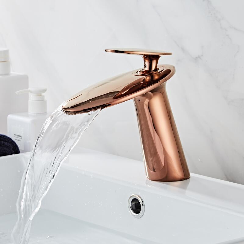 Basin Faucet Solid Brass Rose Gold Bathroom Faucet Cold And Hot Waterfall Mixer Sink Tap Single Handle Deck Mounted Gold Tap
Basin Faucet Solid Brass Rose Gold Bathroom Faucet Cold And Hot Waterfall Mixer Sink Tap Single Handle Deck Mounted Gold Tap