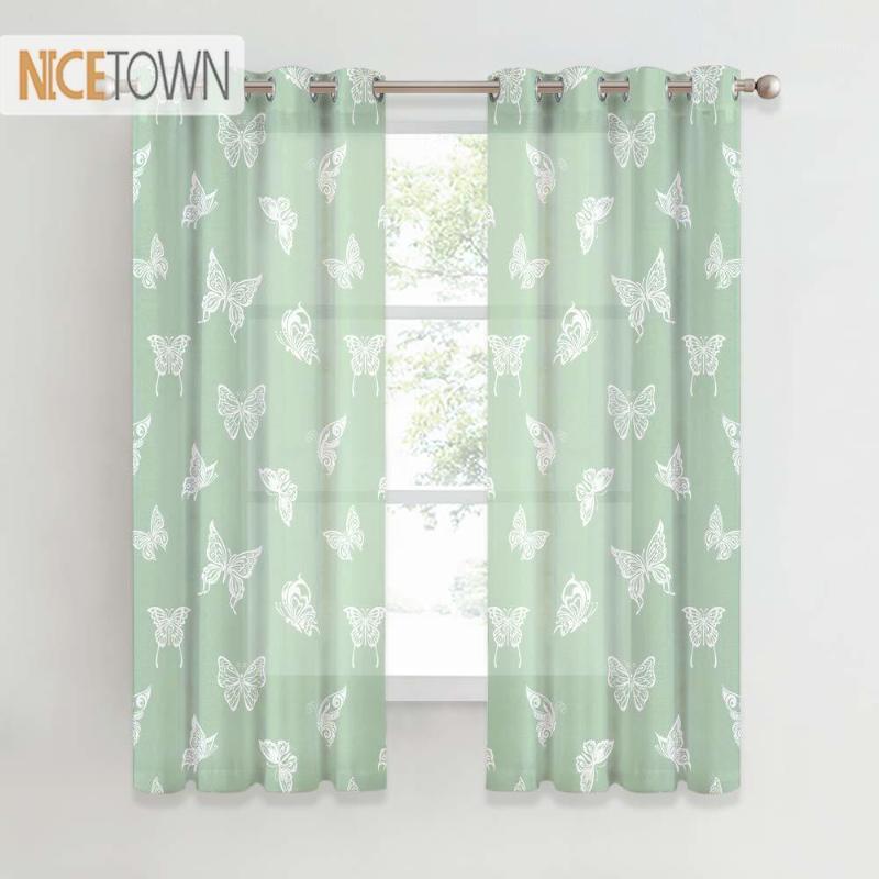 NICETOWN Faux Linen Blend Textured Sheer Drapes Flutter Butterfly Pattern Print Curtains for Pastoral Dining Kitchen Cafe1, Green
NICETOWN Faux Linen Blend Textured Sheer Drapes Flutter Butterfly Pattern Print Curtains for Pastoral Dining Kitchen Cafe1, Green