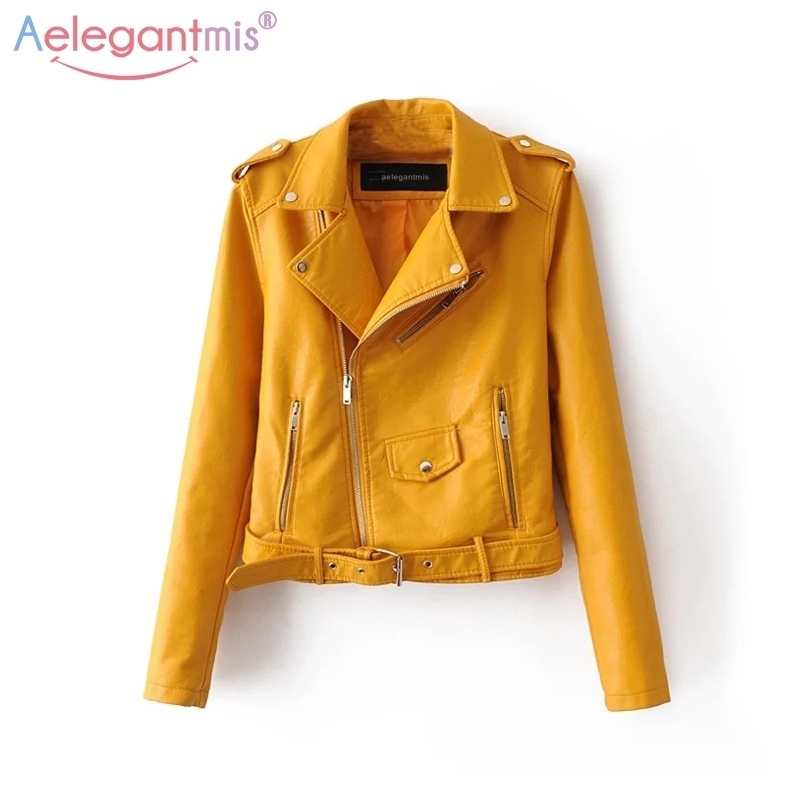Aelegantmis Autumn New Short Soft Faux Leather Jacket Women Fashion Zipper Motorcycle PU Leather Jacket Ladies Basic Street Coat 201120, Yellow
Aelegantmis Autumn New Short Soft Faux Leather Jacket Women Fashion Zipper Motorcycle PU Leather Jacket Ladies Basic Street Coat 201120, Yellow