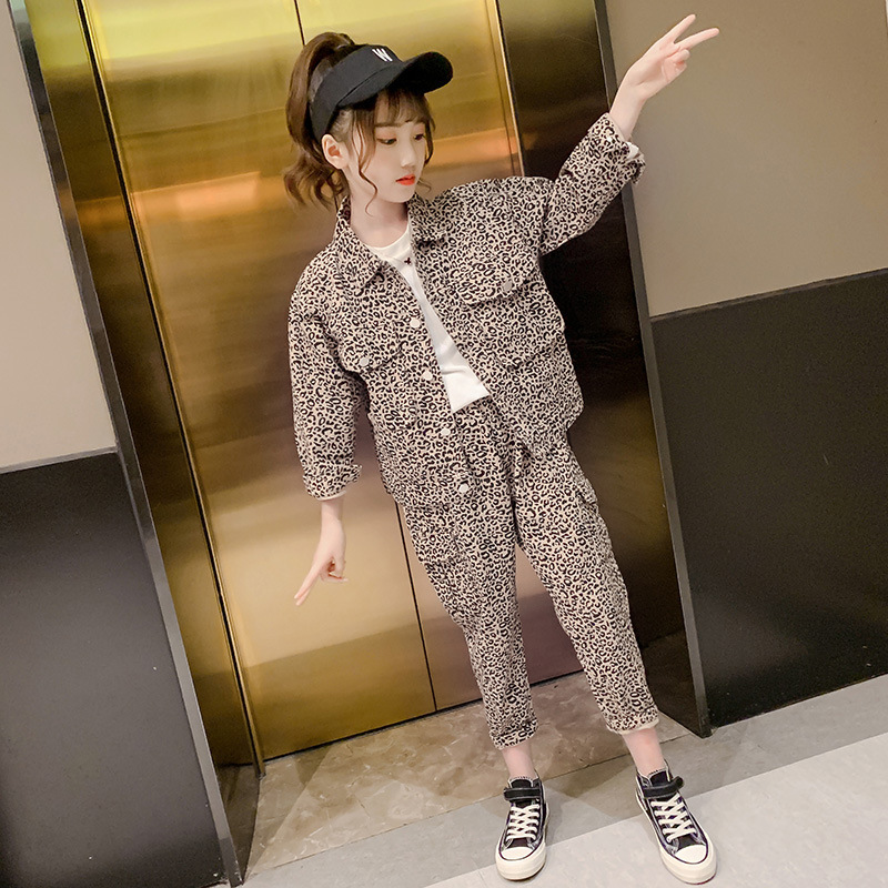 Girl'S Suit2020 New Style Korean-style Fashion Handsome Leopord Pattern Children Workwear Piece FX1019