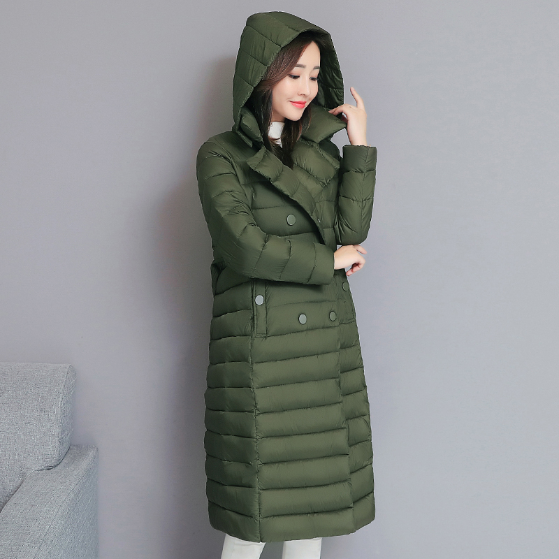 Turn Down Collar Winter Jacket Women Padded Breasted Buttons Thick Ladies Casual Long Parka Outwear Women's Solid Warm Coat 200928