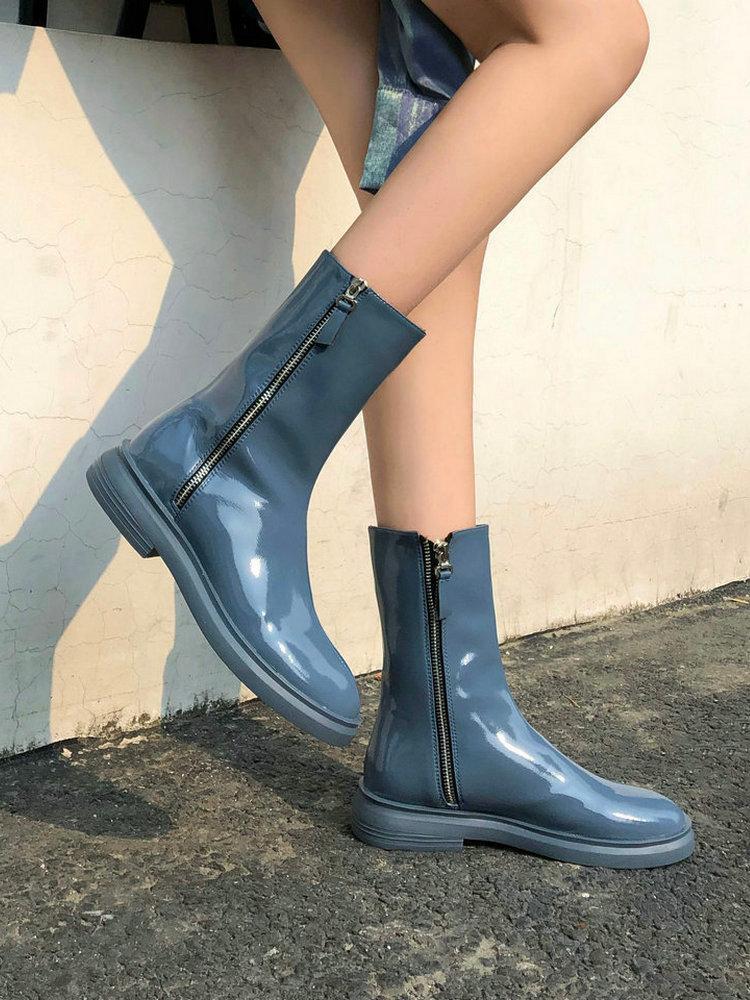 EshtonShero Mid Calf Boots Women's Shoes Patent Leather Spring Winter Zipper Flat Heel Blue Round Toe Ladies Casual Size 3-91, Black
EshtonShero Mid Calf Boots Women's Shoes Patent Leather Spring Winter Zipper Flat Heel Blue Round Toe Ladies Casual Size 3-91, Black