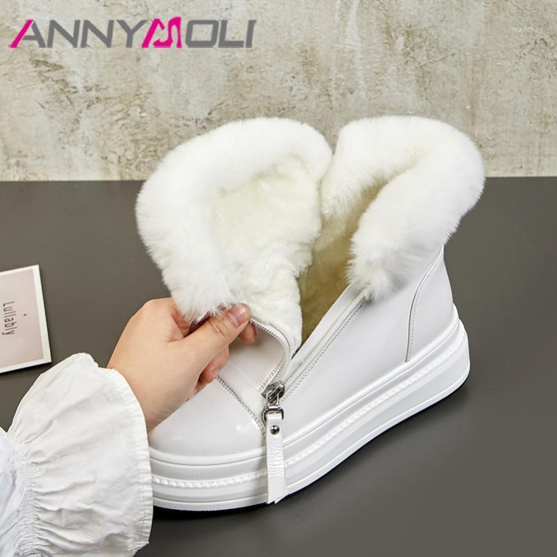 ANNYMOLI Snow Boots Woman Flat Platform Ankle Boots Round Toe Short Fur Zip Female Shoes Winter Warm White Black Size 401
ANNYMOLI Snow Boots Woman Flat Platform Ankle Boots Round Toe Short Fur Zip Female Shoes Winter Warm White Black Size 401