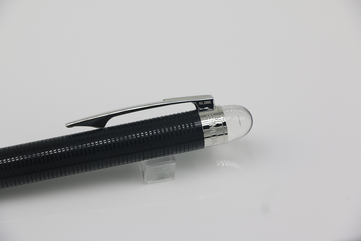 Classi Ballpoint pen up black down silver body Crystal head cover lattice Stainless steel Silver Trim with series number school&office stationery writ