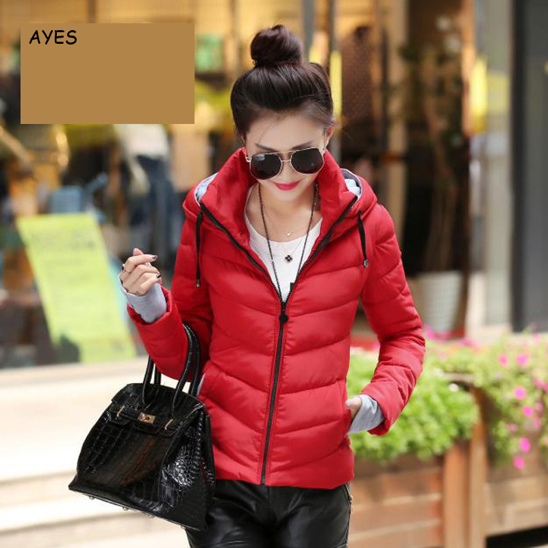 Red Parka Jacket Yellow Thick Winter Parkas Coat Solid Color Puffer Jacket Women Winter Basic Parka Plus Size Ladies Hooded Coat 201019