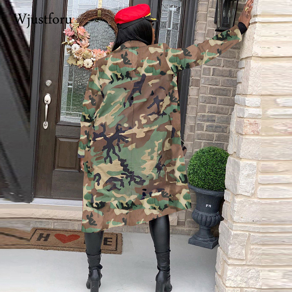 Wjustforu Winter Clothes Women Jacket Streetwear Camouflage Print Lengthen Coat Fashion Pocket Jacket Fall Women Clothing 201012