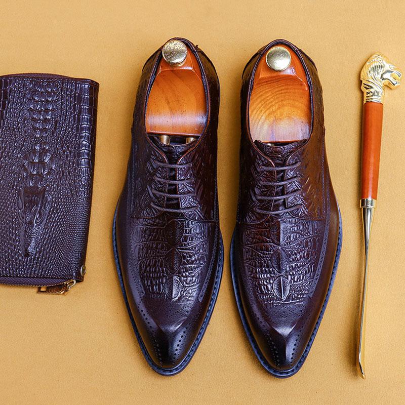 Mens Formal Shoes Genuine Leather Oxford Shoes Crocodile Office Business Men's Flat Party Leather A32, Coffee
Mens Formal Shoes Genuine Leather Oxford Shoes Crocodile Office Business Men's Flat Party Leather A32, Coffee