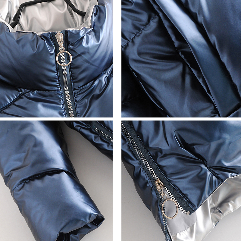 Women Winter Parkas Jackets Thick Warm Down Cotton Coats Solid Shiny Fabric Parkas Zipper Padded Pocket Cold Outwear 201026