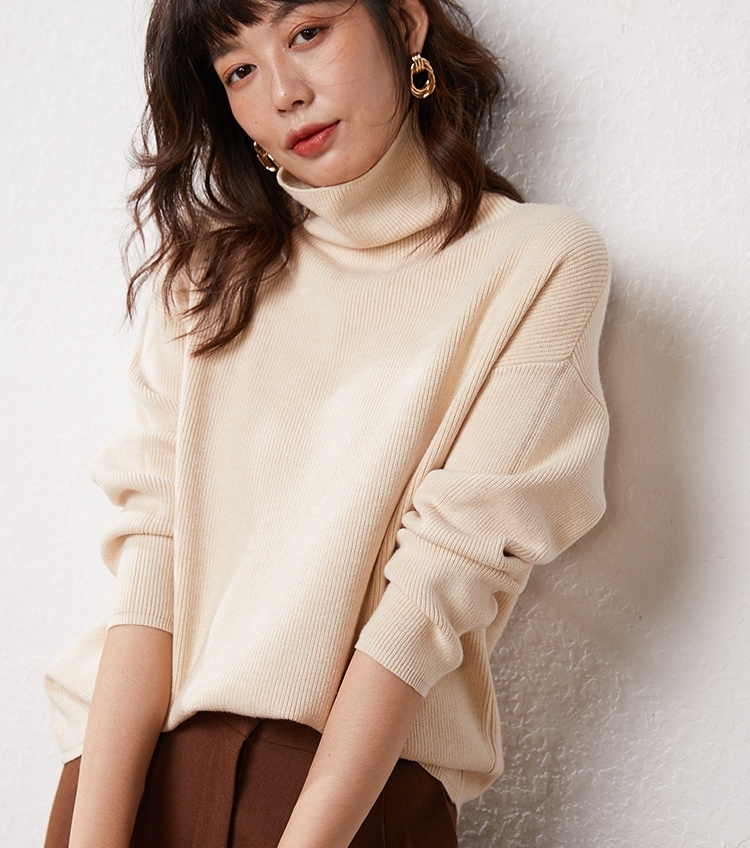 Obrix Soft Casual Style Female Sweater Solid Pattern Turtleneck Full Sleeve Spring Autumn Pullover For Women 201221