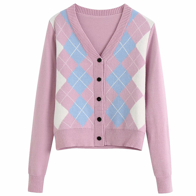 2021 New Women Autumn Retro Argyle v Neck Knitted Sweater Winter Casual Long Sleeve Cardigans Top England Style Single Breasted Sweaters 6nm, Wd693bk
2021 New Women Autumn Retro Argyle v Neck Knitted Sweater Winter Casual Long Sleeve Cardigans Top England Style Single Breasted Sweaters 6nm, Wd693bk