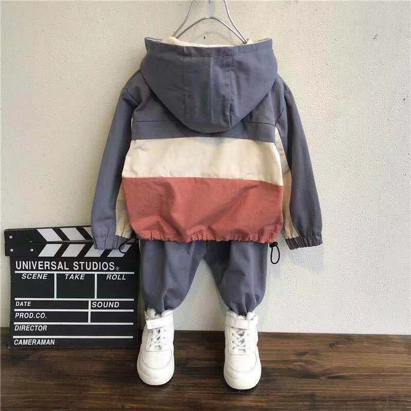 kids clothes sets New Fashion baby Patchwork Unisex Kids Brand Sport Suits Hoodies Top +Pants 2pcs suit 2 3 4 5 7 8 9 yearsX1019