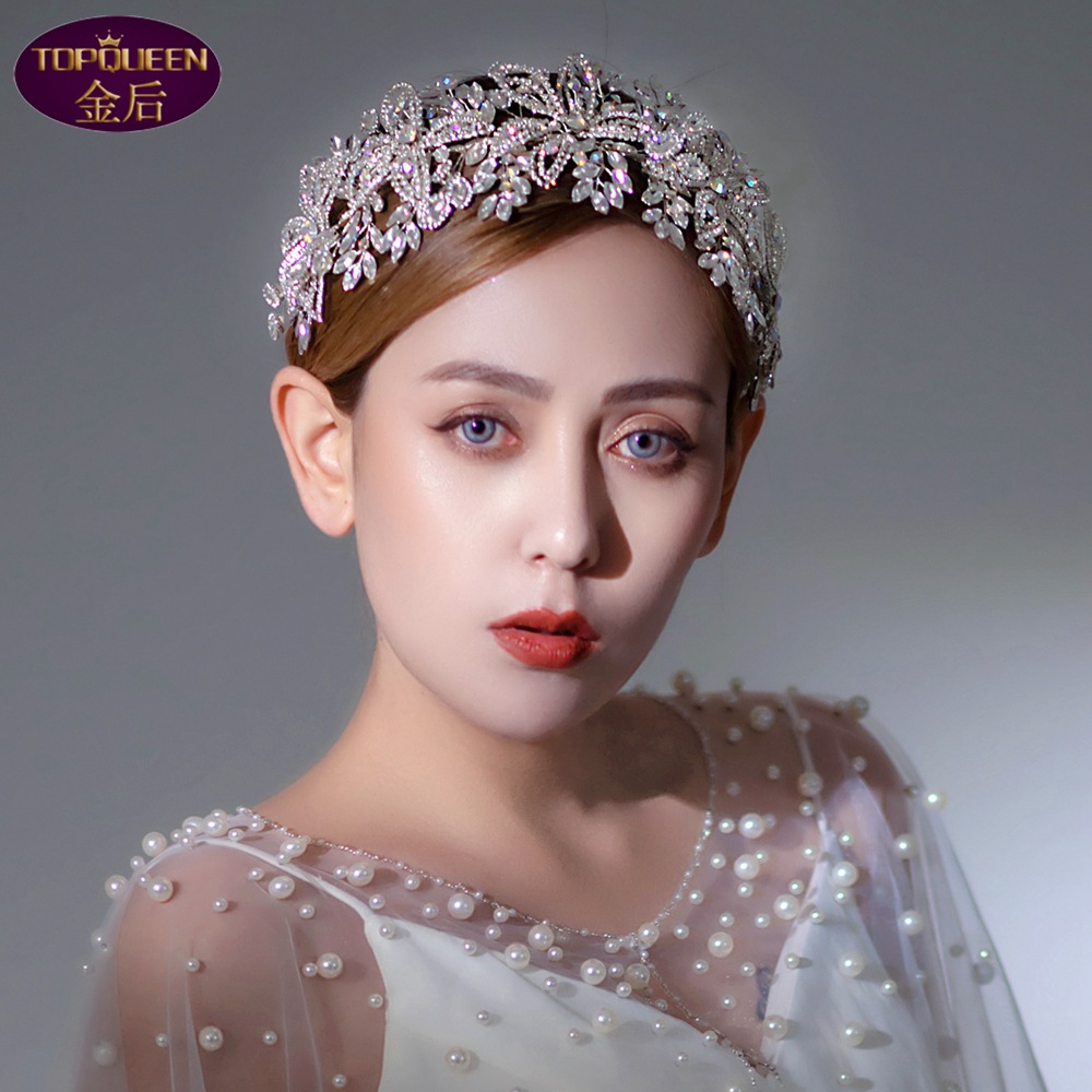 Illusion Diamond Tiara Baroque Beautiful Crown Bride Ladies Jewelry Diamond Crowns Bride Wedding Crown Accessories European Style Retro Palace Crown