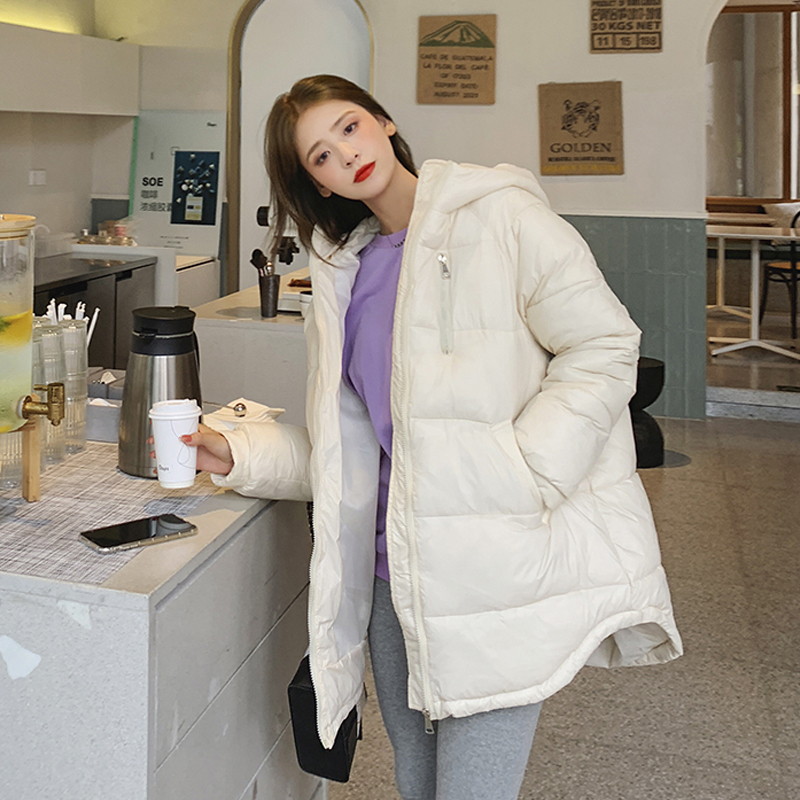 Women's Winter Jacket Oversized Thick Long Parkas Female Hooded Solid Cotton Padded Loose Plus Size Stand Collar Casual Coats 201217