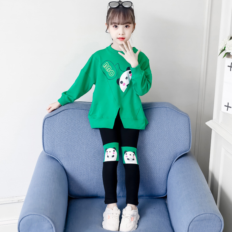 Brand Children's Clothing Suit Spring&Autumn Girls Suit Panda Alphabet Two-piece Baby Girl Sports Suit Girls Boutique OutfitsX1019