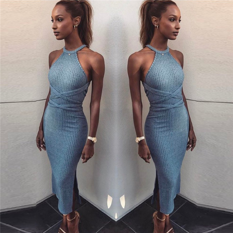 2021 New Club Summer Robe Sexy Sleeveless Halter Bandage Women Night Party Slim Mid-calf Bodycon Es D98z, Gray
2021 New Club Summer Robe Sexy Sleeveless Halter Bandage Women Night Party Slim Mid-calf Bodycon Es D98z, Gray