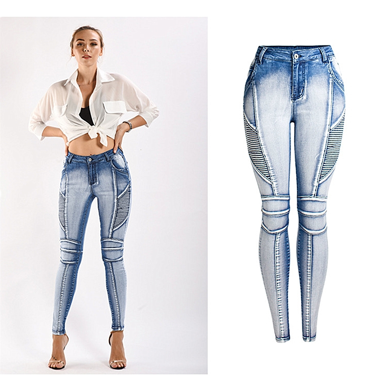 Plus Size 4XL Moto Jeans Women Spring Autumn Skinny Motorcycle Biker Jeans Womens Fit Slim Elstic Denim Pants Female K320 201030