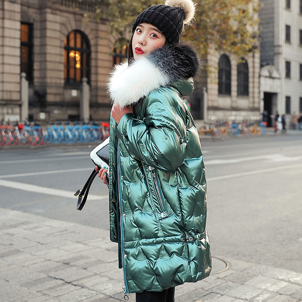 PinkyIsBlack Fashion Winter Coat Jacket Women's Hooded Warm Parkas High Quality Glossy Female Long Winter Collection Jacket 201217