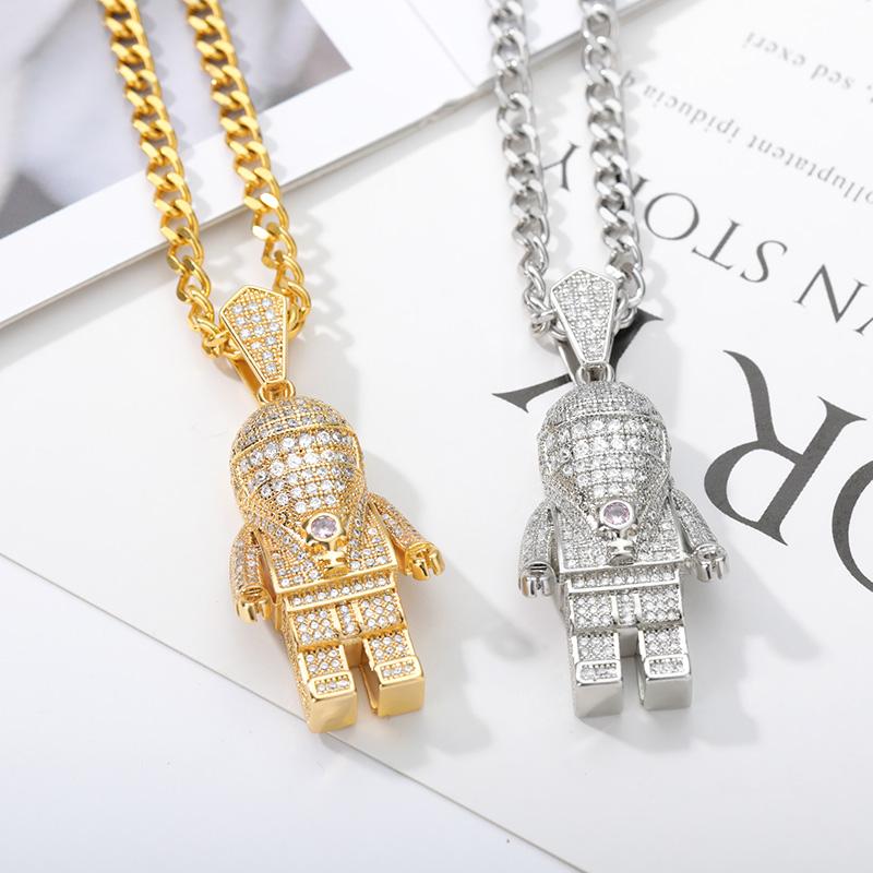 Shiny Crystal Astronaut Pendant Necklace Jewelry Hip Hop Universe Spaceman Robot Necklace Stainless Steel Chain Men
Shiny Crystal Astronaut Pendant Necklace Jewelry Hip Hop Universe Spaceman Robot Necklace Stainless Steel Chain Men