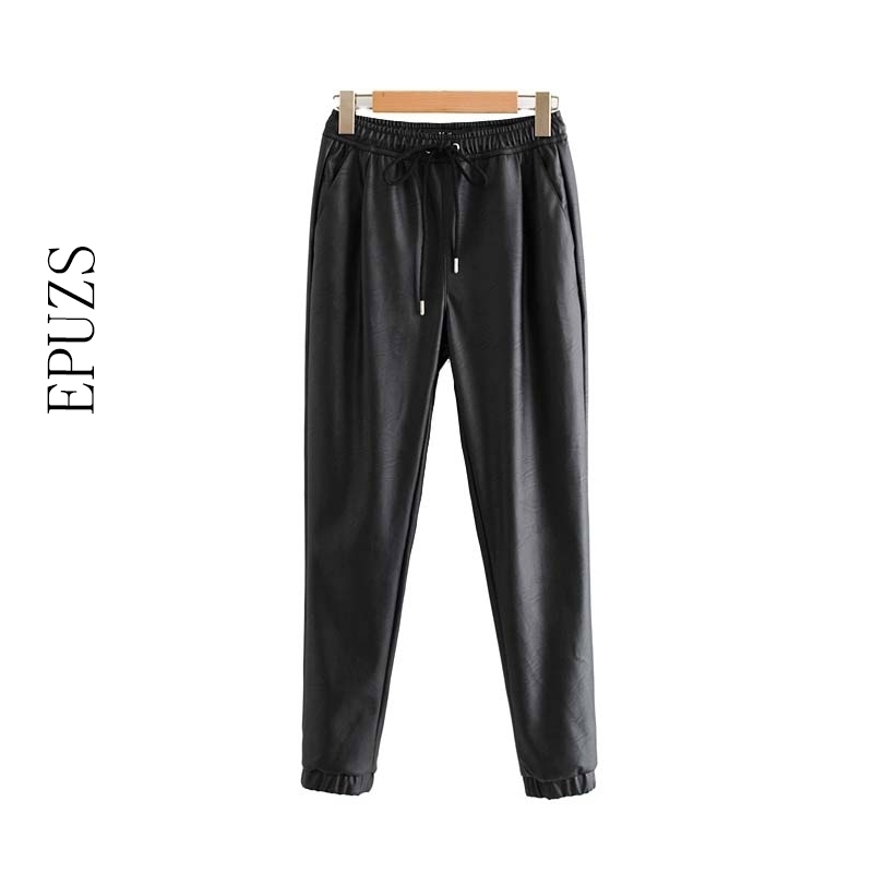 winter elastic high waist pant women Black pu leather pants women harem pants joggers pencil trousers streetwear pantalon femme 201106
winter elastic high waist pant women Black pu leather pants women harem pants joggers pencil trousers streetwear pantalon femme 201106