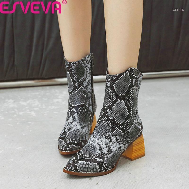 ESVEVA 2020 Square Heel Fashion Snakeskin PU Leather Zipper Ankle Boots Autumn Winter Sexy Pointed Toe Women Shoes Big Size34-431, Black
ESVEVA 2020 Square Heel Fashion Snakeskin PU Leather Zipper Ankle Boots Autumn Winter Sexy Pointed Toe Women Shoes Big Size34-431, Black