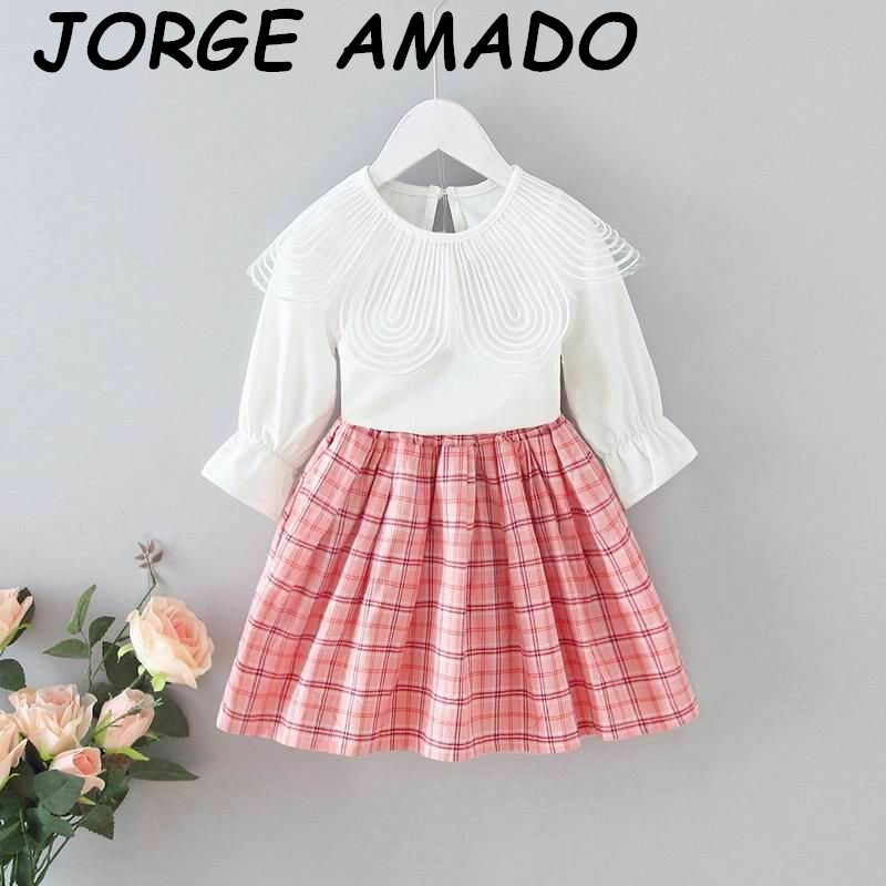 Girls Clothing Set White Big Petals Collar Tops +Red Plaid Skirt 2PCS Outfits Suit Toddler Girl Clothes E20127, White red
Girls Clothing Set White Big Petals Collar Tops +Red Plaid Skirt 2PCS Outfits Suit Toddler Girl Clothes E20127, White red