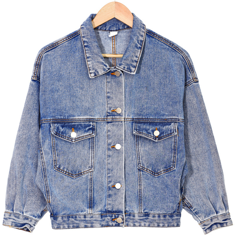 ZSRS Solid Turn-down Collar Jean Jacket for Women Loose Casual Blue Fashionable Women Coats Female outwear Denim Feminine 201023