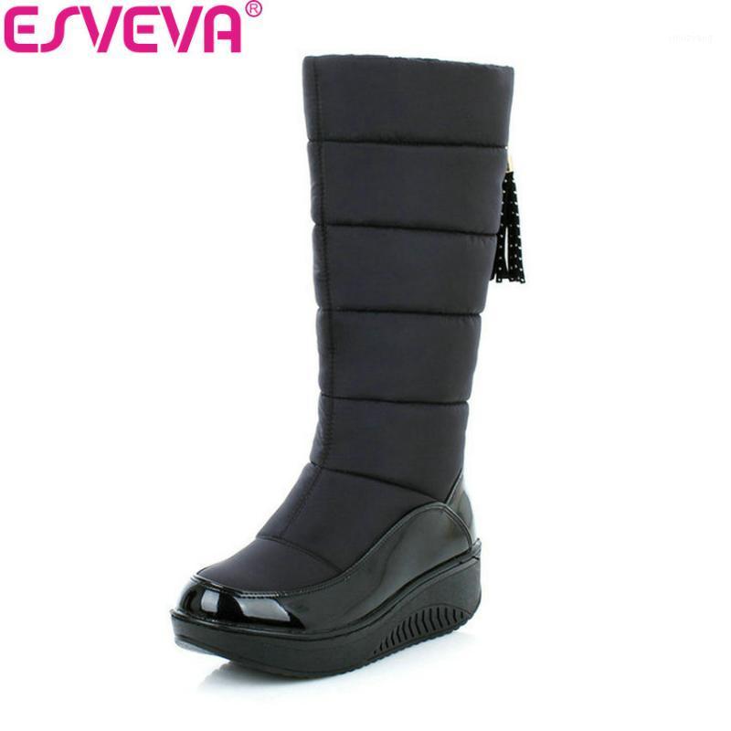 ESVEVA Cold Winter Warm Plush Snow Boots Fashion Platform Women Shoes Flat Heel Brown Mid-Calf Boots Women PU Size 34-401, Black
ESVEVA Cold Winter Warm Plush Snow Boots Fashion Platform Women Shoes Flat Heel Brown Mid-Calf Boots Women PU Size 34-401, Black