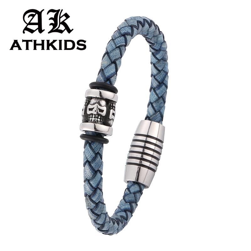 Fashion Men Jewelry Blue Braid Genuine Leather Bracelet Stainless Steel Magnetic Clasps Bracelet for men Jewelry Gift PD00198
Fashion Men Jewelry Blue Braid Genuine Leather Bracelet Stainless Steel Magnetic Clasps Bracelet for men Jewelry Gift PD00198