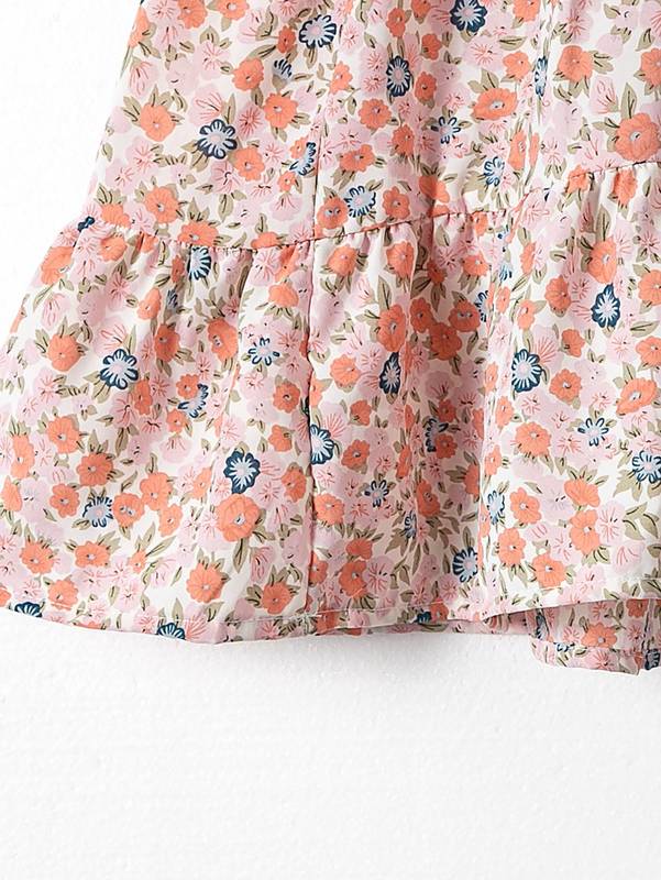 Toddler Girls Ditsy Floral Puff Sleeve Ruffle Hem Dress SHE01