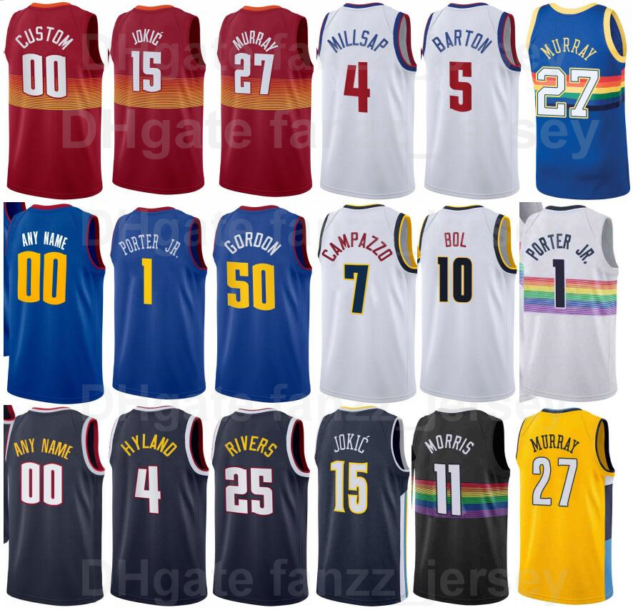 Screen Print Basketball Jamal Murray Men nba's Jersey 27 Nikola 15 Michael Porter Jr 1 Will Barton 5 Paul Millsap 4 Aaron Gordon 50 Navy Blue 
Screen Print Basketball Jamal Murray Men nba's Jersey 27 Nikola 15 Michael Porter Jr 1 Will Barton 5 Paul Millsap 4 Aaron Gordon 50 Navy Blue