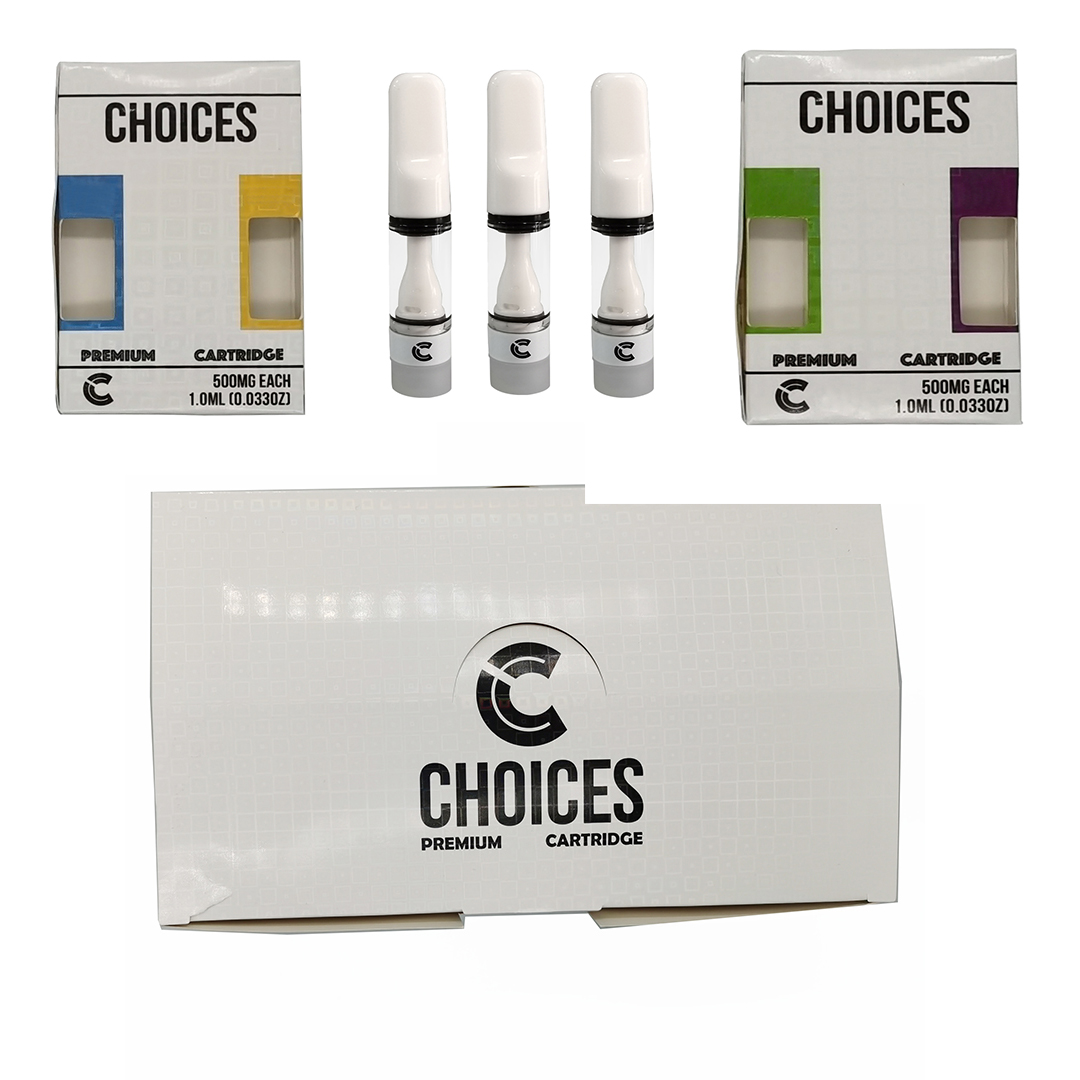 CHOICES Cartridges 20 Strains Hologram Box Vape Pen Cartridges Packaging 0.5ml Empty for Thick Oil 510 Thread Cartridges Custom Vape Carts
CHOICES Cartridges 20 Strains Hologram Box Vape Pen Cartridges Packaging 0.5ml Empty for Thick Oil 510 Thread Cartridges Custom Vape Carts