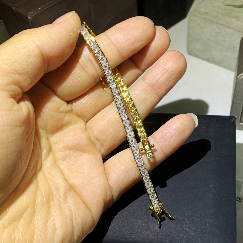 Choucong 2021 New Arrival Sparkling Jewelry Sterling Sier&Gold Fill Popular Princess White Topaz Women Wedding Bracelet Gift