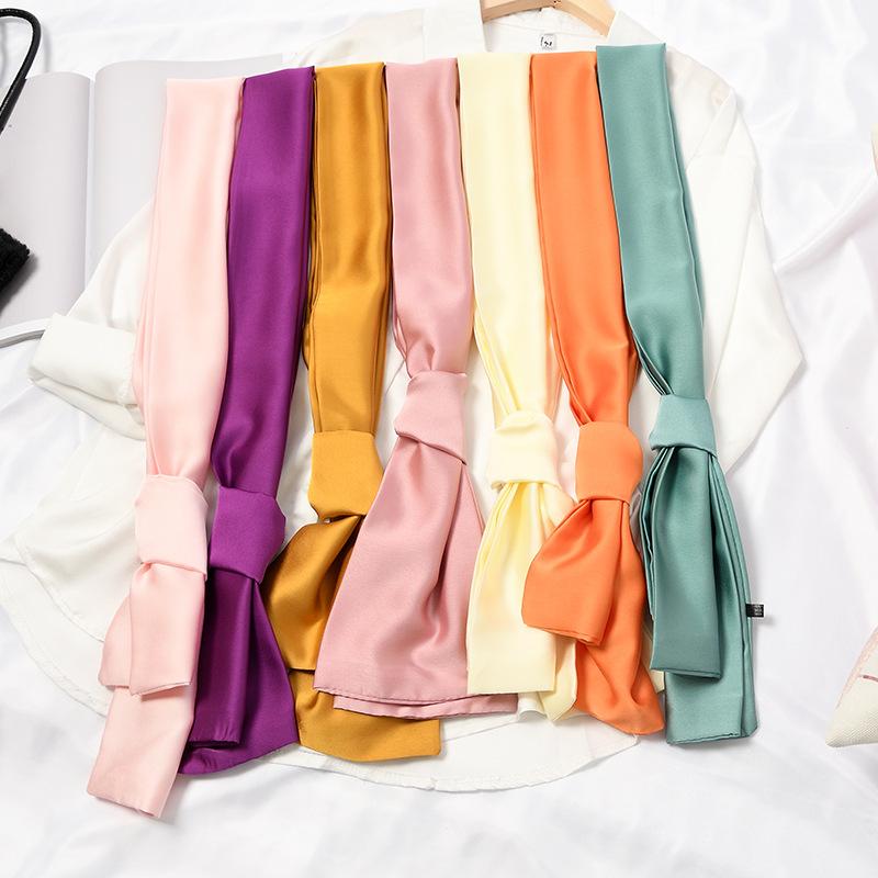Long Women Neck Scarf Plain Headband Silk Satin Hair Scarf Female 15x140cm Fashion Skinny Bag Scarves For Ladies Beige Pink 2020
Long Women Neck Scarf Plain Headband Silk Satin Hair Scarf Female 15x140cm Fashion Skinny Bag Scarves For Ladies Beige Pink 2020
